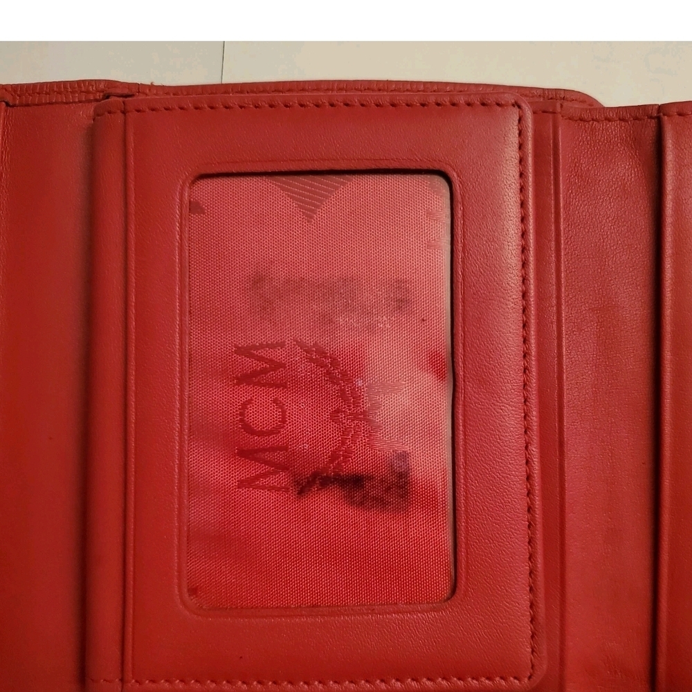MCM Scarlet Leather Wallet with Gold Accents - Picture 5 of 8